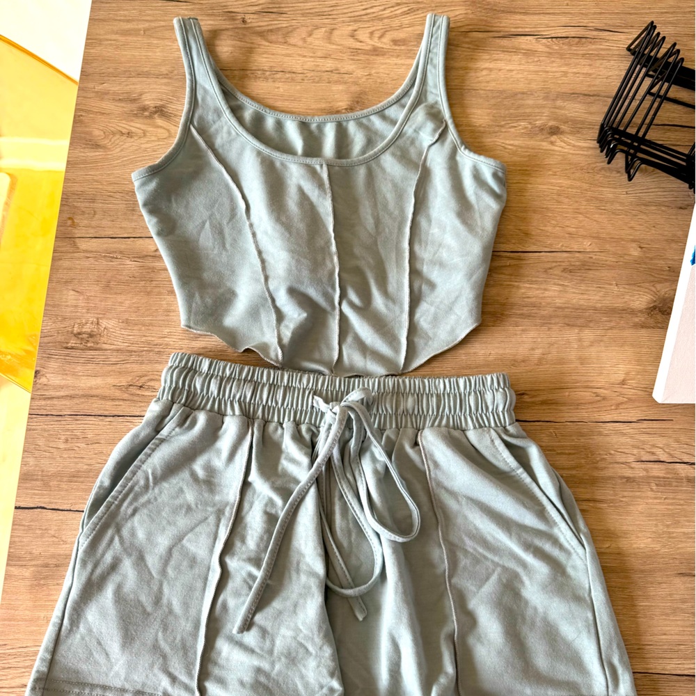 Two piece sage green lounge set